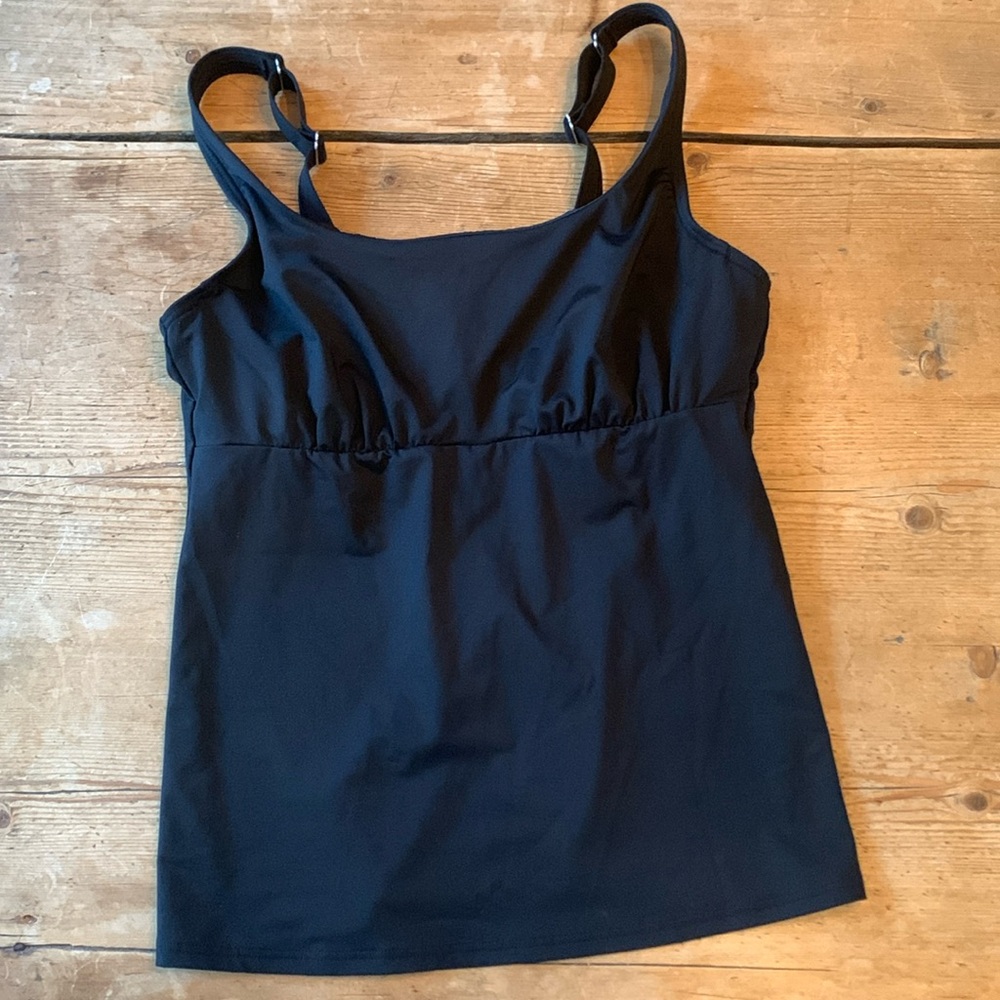 Lands End Black Tankini Top with Built-In underwire bra.